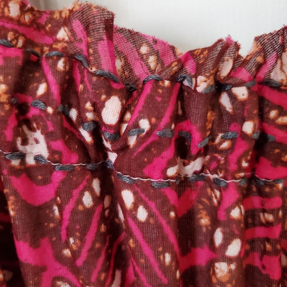 NEW Free People Pink Fushia Combo Short Sleeve Batik Tent Loose Fit Dress Size S - Picture 4 of 16